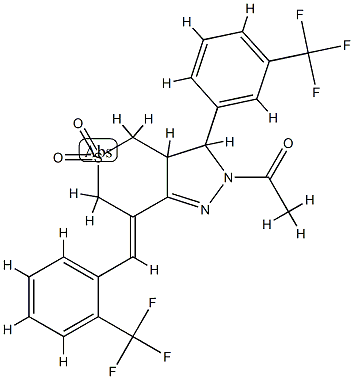 1-[(5Z)-3,3-dioxo-9-[3-(trifluoromethyl)phenyl]-5-[[2-(trifluoromethyl )phenyl]methylidene]-3$l^{6}-thia-7,8-diazabicyclo[4.3.0]non-6-en-8-yl ]ethanone CAS#: 83376-85-6